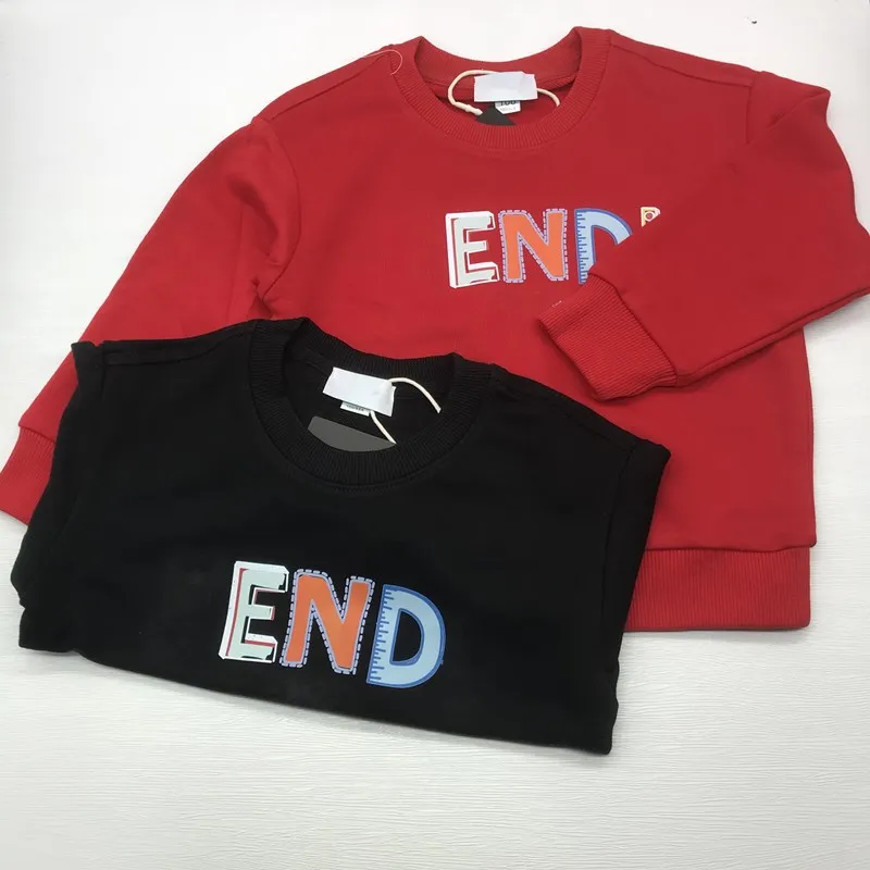 

NEW Letter Sweatshirt For Baby Girl Kids Black Pullover Wear For Children Kids Red Solid Sweater Boys Top