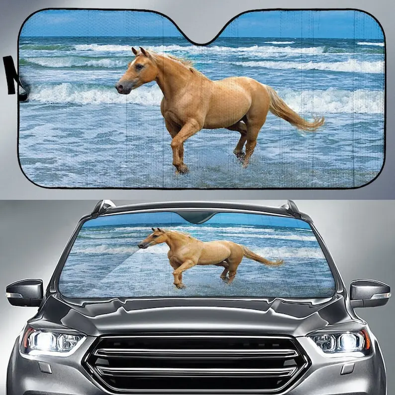 

Palomino in the Surf Horse Sunshade for Car Windshield
