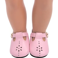 18 inch girls doll shoes pink round toe shoes princess shoes american newborn baby toys fit 43 cm baby dolls s18