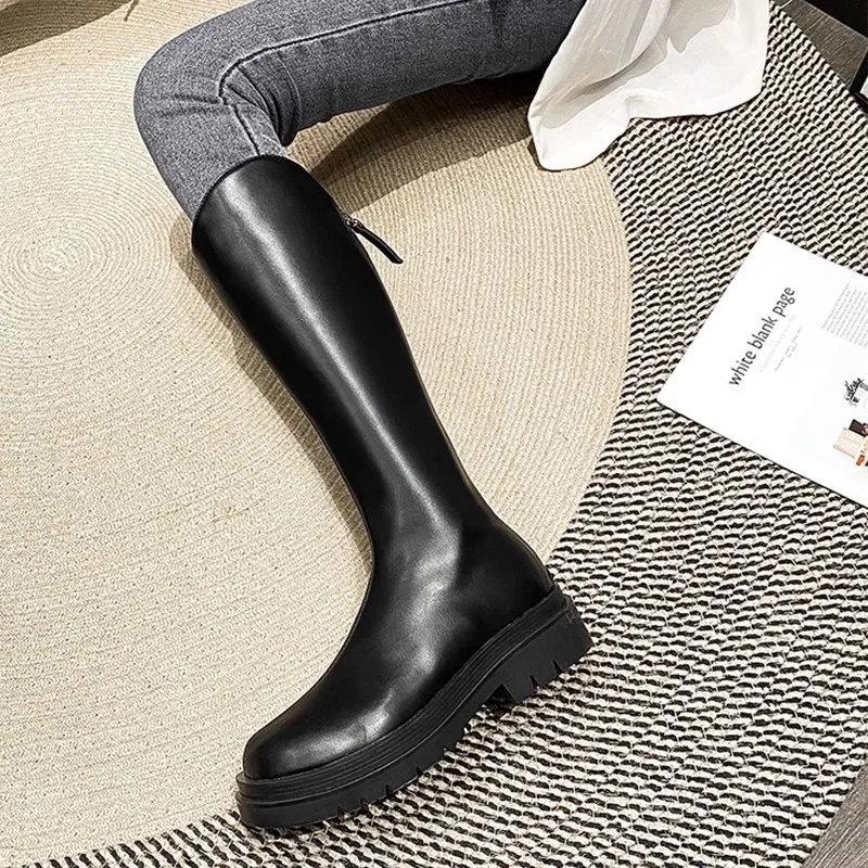 

Ladies Fashion Knee Boots High Heels Thin Tall Boots Autumn Winter Warm Thick Sole Elastic Boots Tall Rider Boots Botas De Mujer