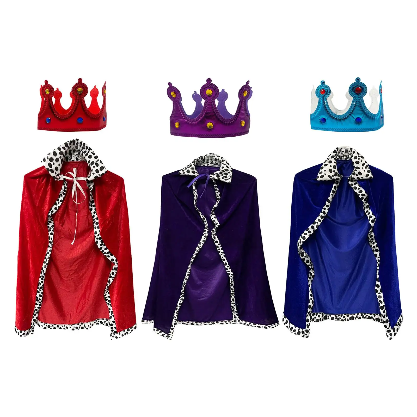 

King Robe Cosplay Kids Halloween Costume Cloak Cape King Mantle for Girls Boys Stage Performances Pretend Play Mardi Gras