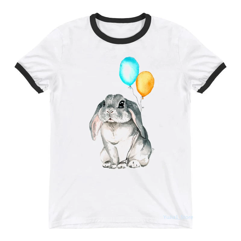 Лидер продаж 2022 футболка с забавным принтом кролика женская одежда милым