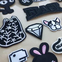 new fashion embroidery patches for clothes jacket jeans appliques stickers clothing badges iron on patch black white animal lett