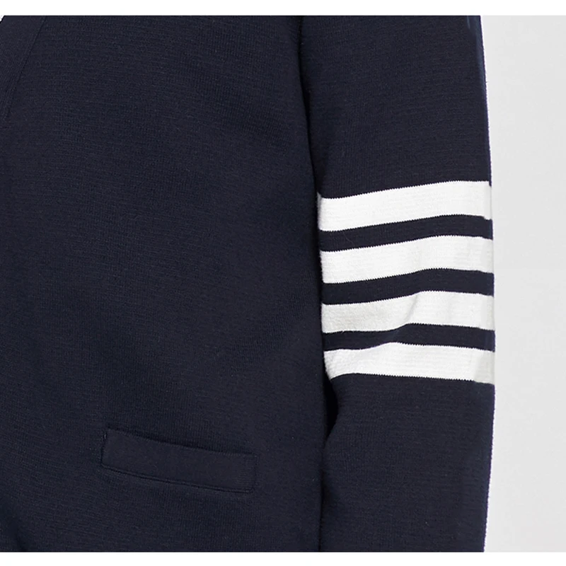 TB THOM Sweater Male Autumn Winter Fashion Brand Men's Clothing 4-Bar Stripe V-Neck Cardigan Coats Casual Harajuku Sweaters