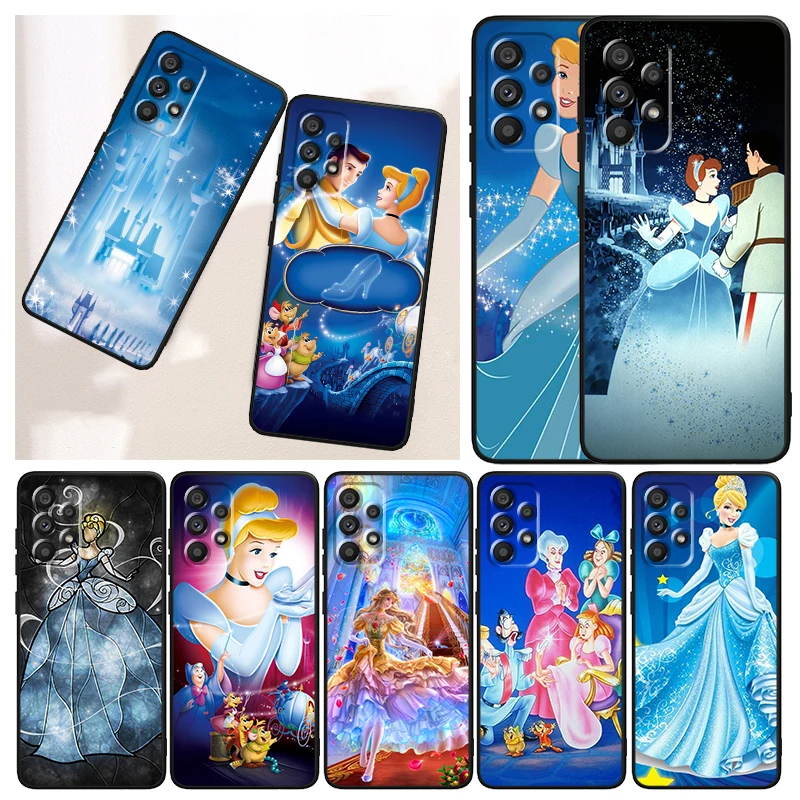 

Princess Cinderella Gril Phone Case For Samsung A73 A72 A71 A53 A52 A51 A42 A33 A32 A23 A22 A21S A13 A04 A03 5G Black Funda