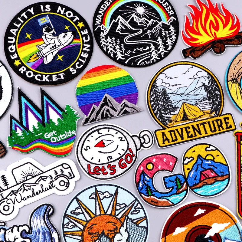 

Embroidery Patch Mountain Camping Iron On Patches For Clothing Thermoadhesive Patches On Clothes DIY Wild/Explore Patch Badges