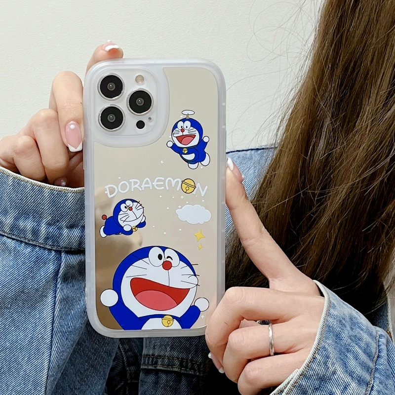 

Милый зеркальный чехол для телефона с японским аниме котом для iPhone 11 12 13 Pro Xs Max X Xr, милые противоударные мягкие чехлы для задней панели