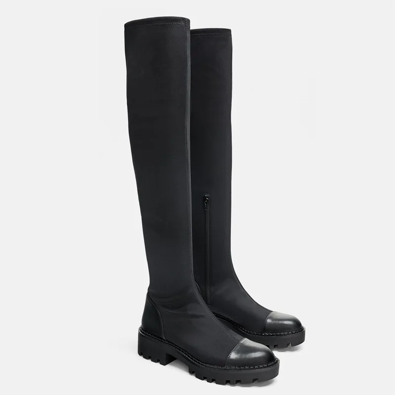 

Women Long Boots Black Platform Shoes High Boot 2022 Autumn Over The Knee Sock Boot Stretch Stockings Booties Winter Women Shoes