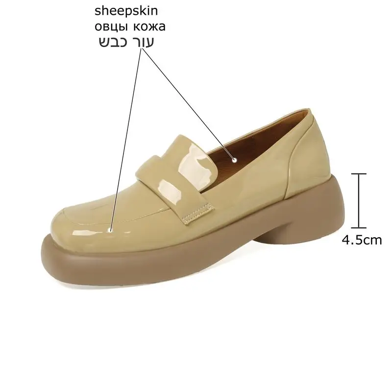 2023 New Natural Genuine Leather Women Heels Shoes Square Toe Thick-soled Waterproof Platform Fashion High Heel Shoes