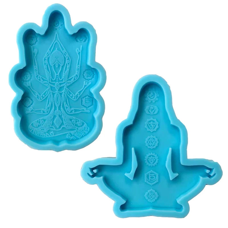 

2 Types Chakras Resin Molds Yoga Coaster Silicone Molds for DIY Epoxy Resin Keychain Ornament Dec for Home