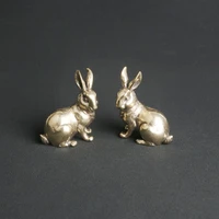 antique brass rabbit a pair of desktop ornaments twelve zodiac rabbit tea pet couple ornament crafts