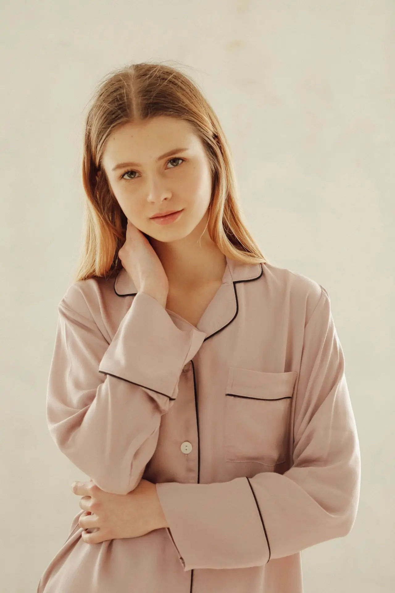 Two Piece Set Women's Pajamas Cotton Solid Lapel Single-breasted Top Casual Full Pants Summer Home Wear Pajama for Women Pjs