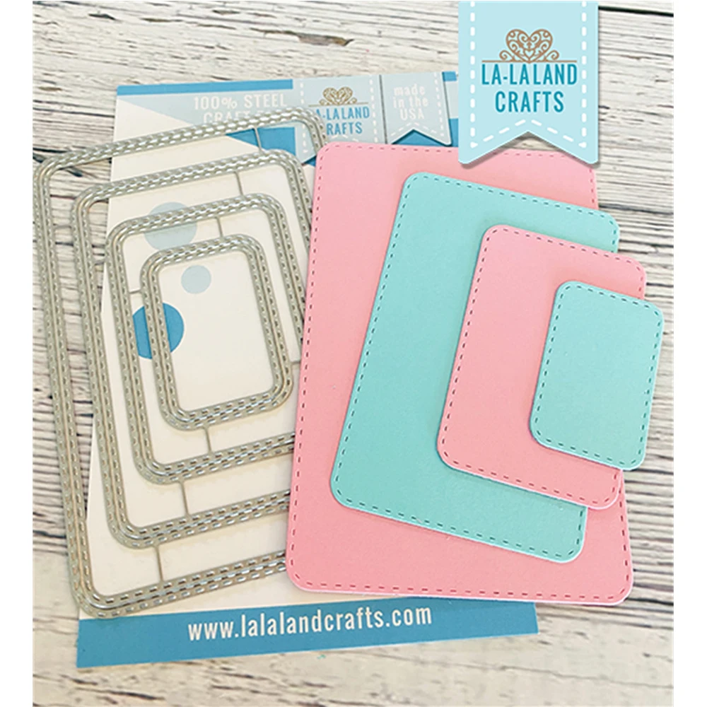 

2022 New Rounded Stitched Rectangles Metal Cutting Dies Diy Gift Card Handmade Craft Molds Scrapbook Decorate Embossing Template