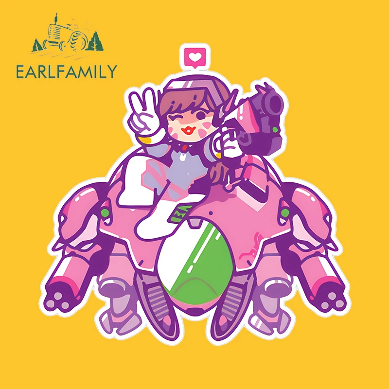EARLFAMILY 13 см x 12 6 Dva робот Chibi автомобильные наклейки Overwatch игра школа JDM розовое