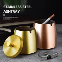 diy outdoor ashtray lid smokeless stainless steel double layer covered windproof smell proof for outside patio home odorless