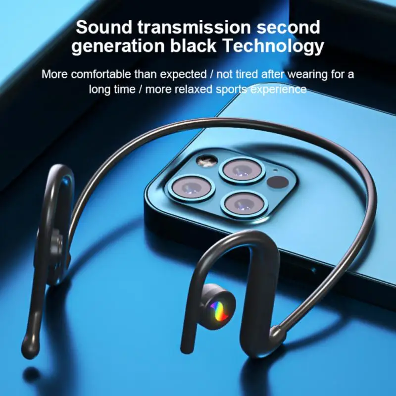 

Bone Conduction Earphone 90mah Waterproof Bluetooth-compatible Headset Colorful Led Lights Wireless Headphones Tws Earbuds