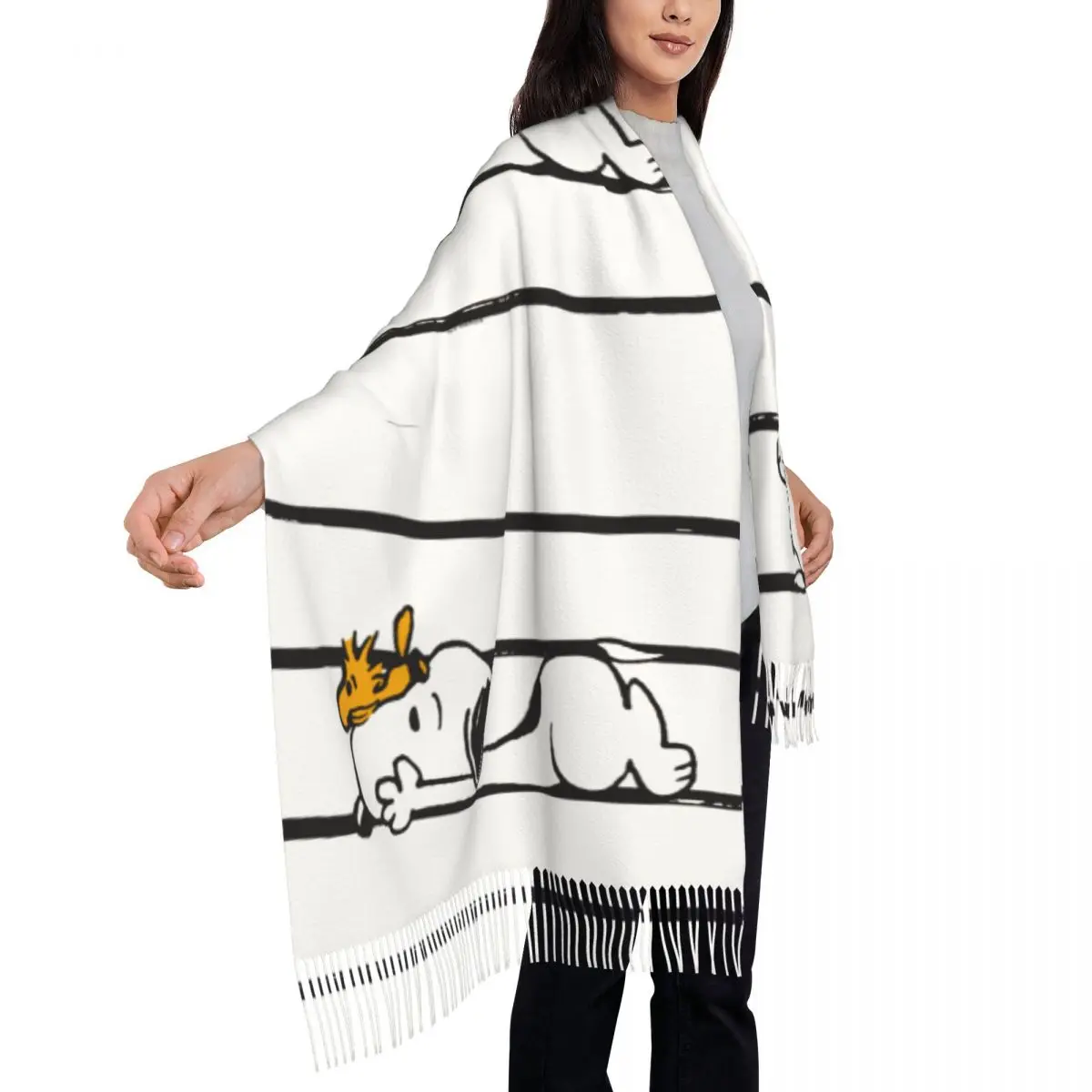 Женский кашемировый шарф Snoopy & Woodstock большие шали и накидки из пашмины шарфы для