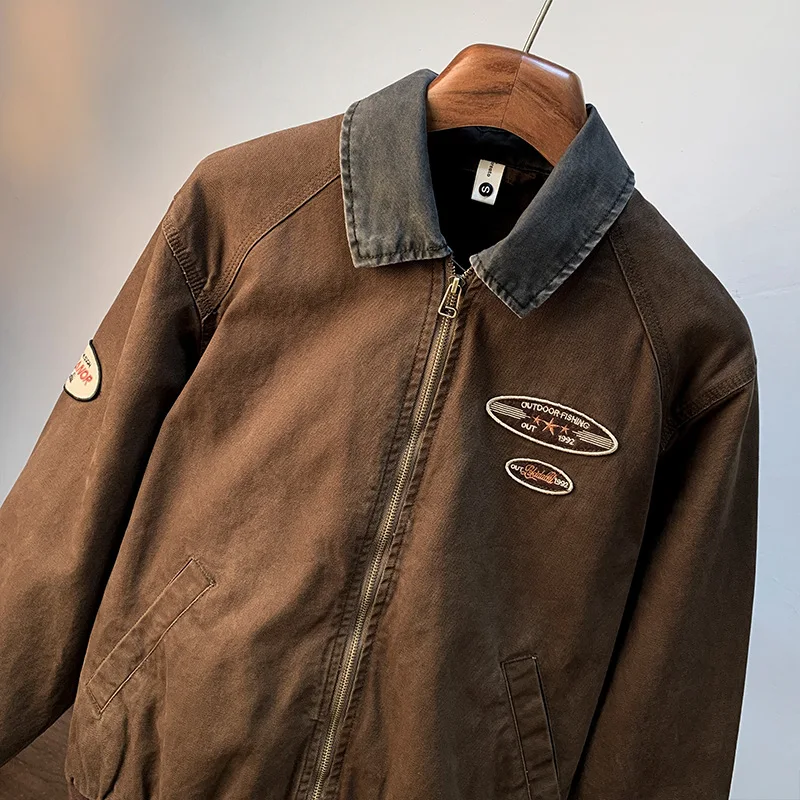 Американская рабочая одежда с лацканами в стиле ретро мужская осенняя модная