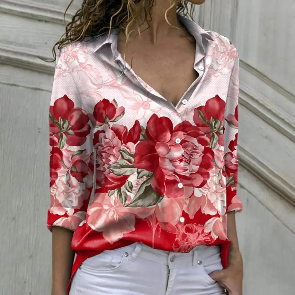 

Fashion Women's Print Blouse Shirt Spring Summer Casual Long Sleeve Ladies Buttons Tops Loose Blouses blusas mujer de moda 2022