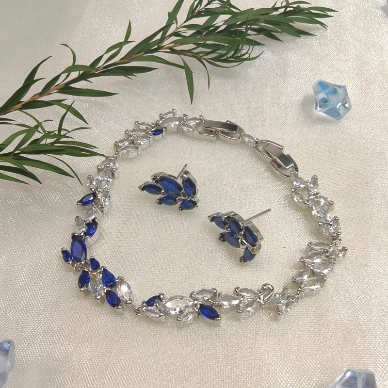 Комплект Ювелирных Изделий Луисон С Серьгами Узором В Виде Листьев И Браслетом