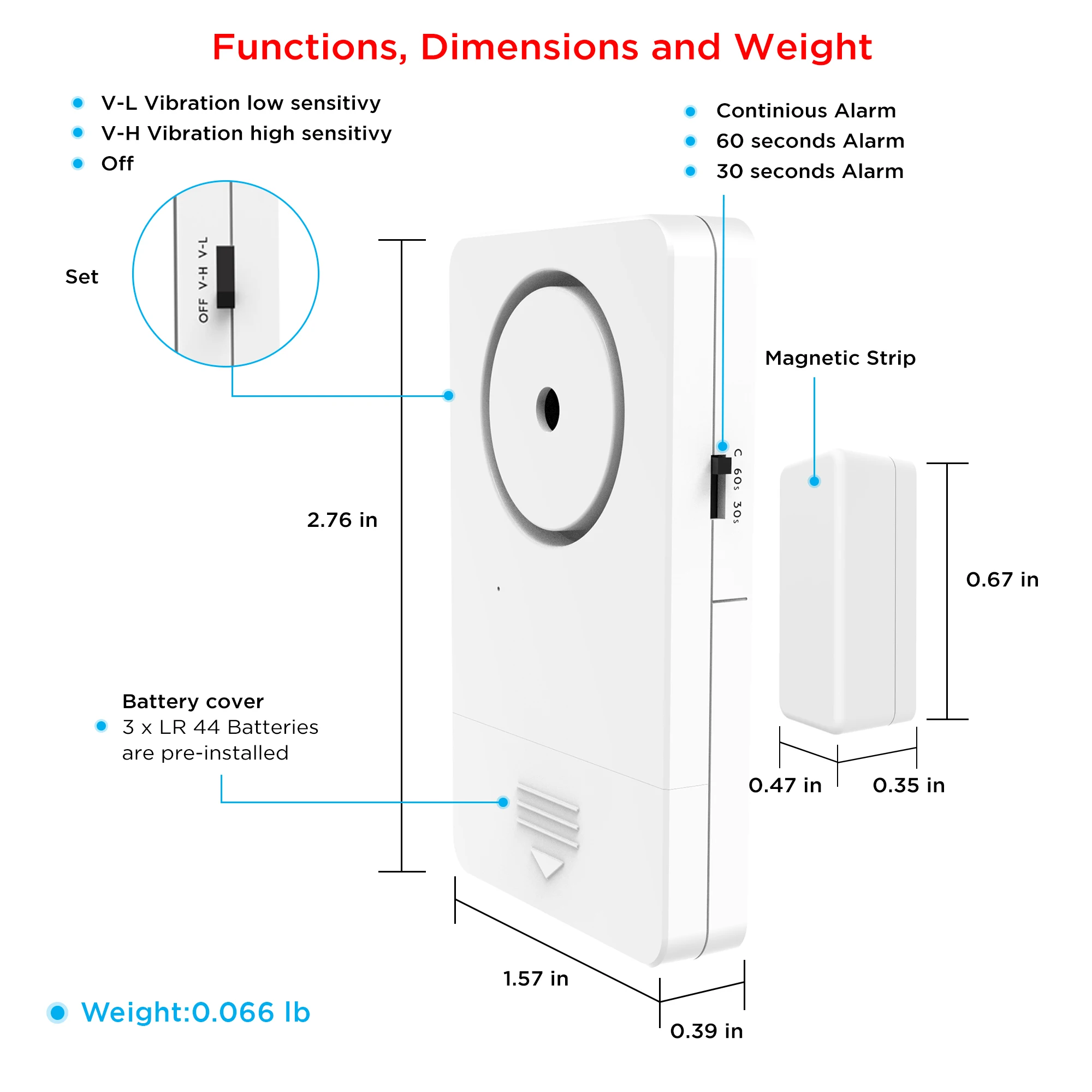 

Personal Security Window & Door Alarm Bell | Wireless Sensor Door Window Burglar Alarm | Pack of 5