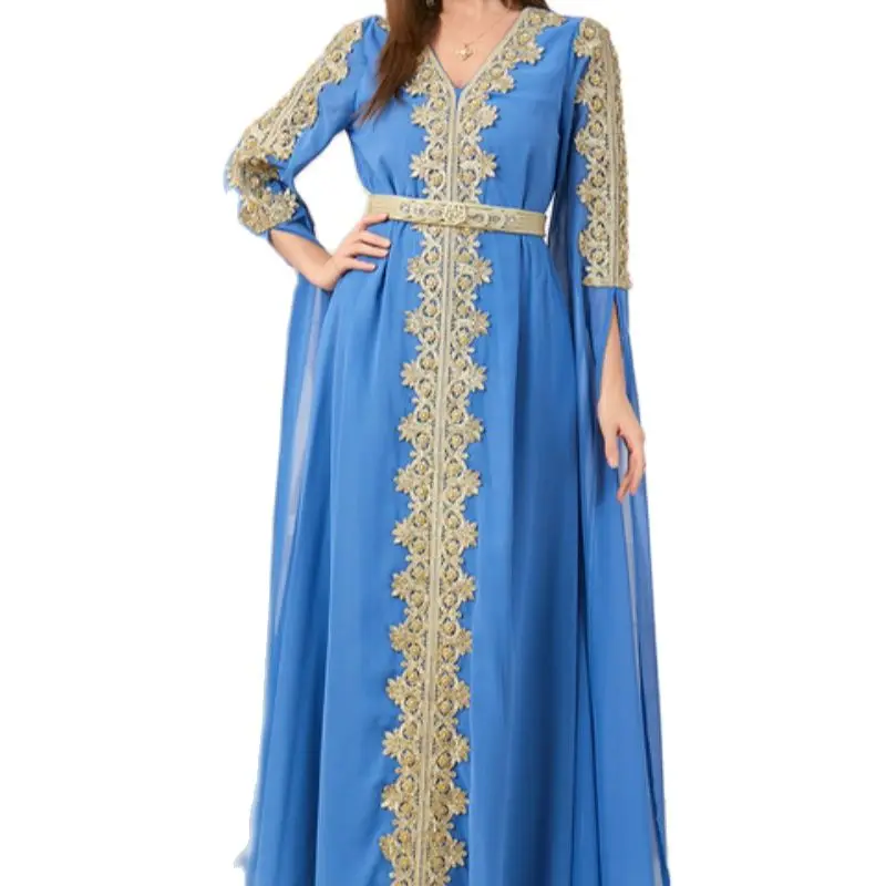 Elegant Autumn Morocco Party Dress Muslim Women Abaya Long Sleeve Abayas Dubai Turkey Islam Kaftan Robe Longue Vestidos Largos