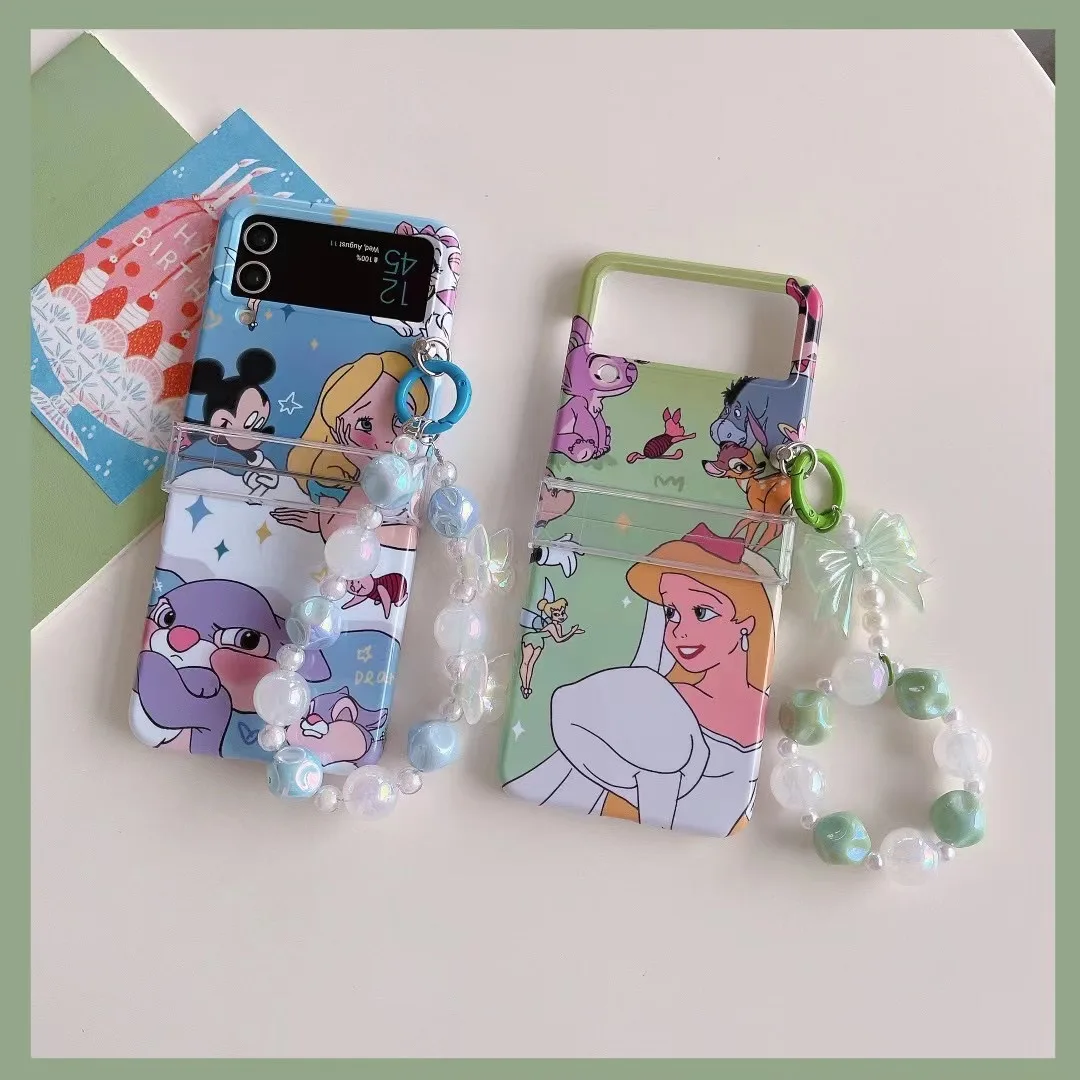 

cartoon Cute Disney Mickey with bracelet Phone Case for Samsung Galaxy Z Flip 3 Hard PC Back forZ Flip 4 Case Protective Shell