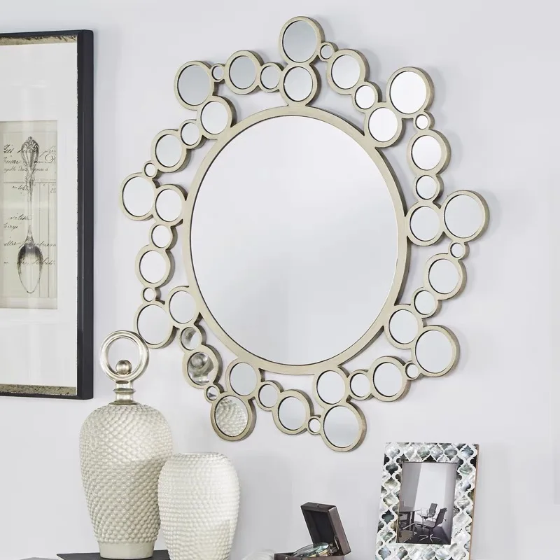 

European Creative Unique Light Luxury Decoration Wood Mirror Living Room Sample Office Decoration