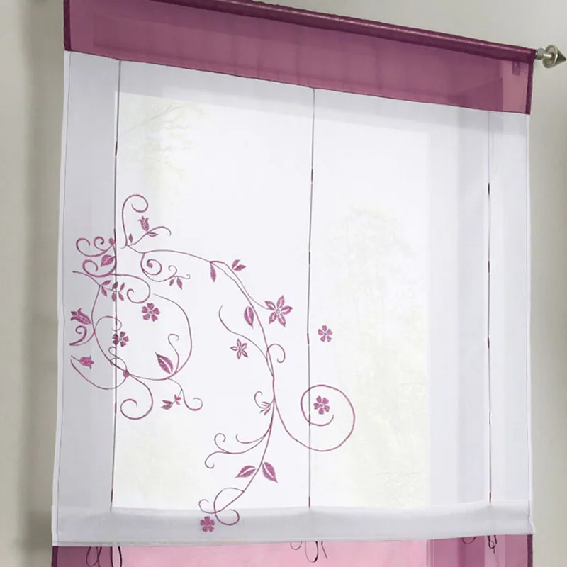 

European Roman Style Voile Half-curtain Embroidered Rustic Curtain Blinds Gauze Small Coffee Cafe Kitchen Tulle Curtain