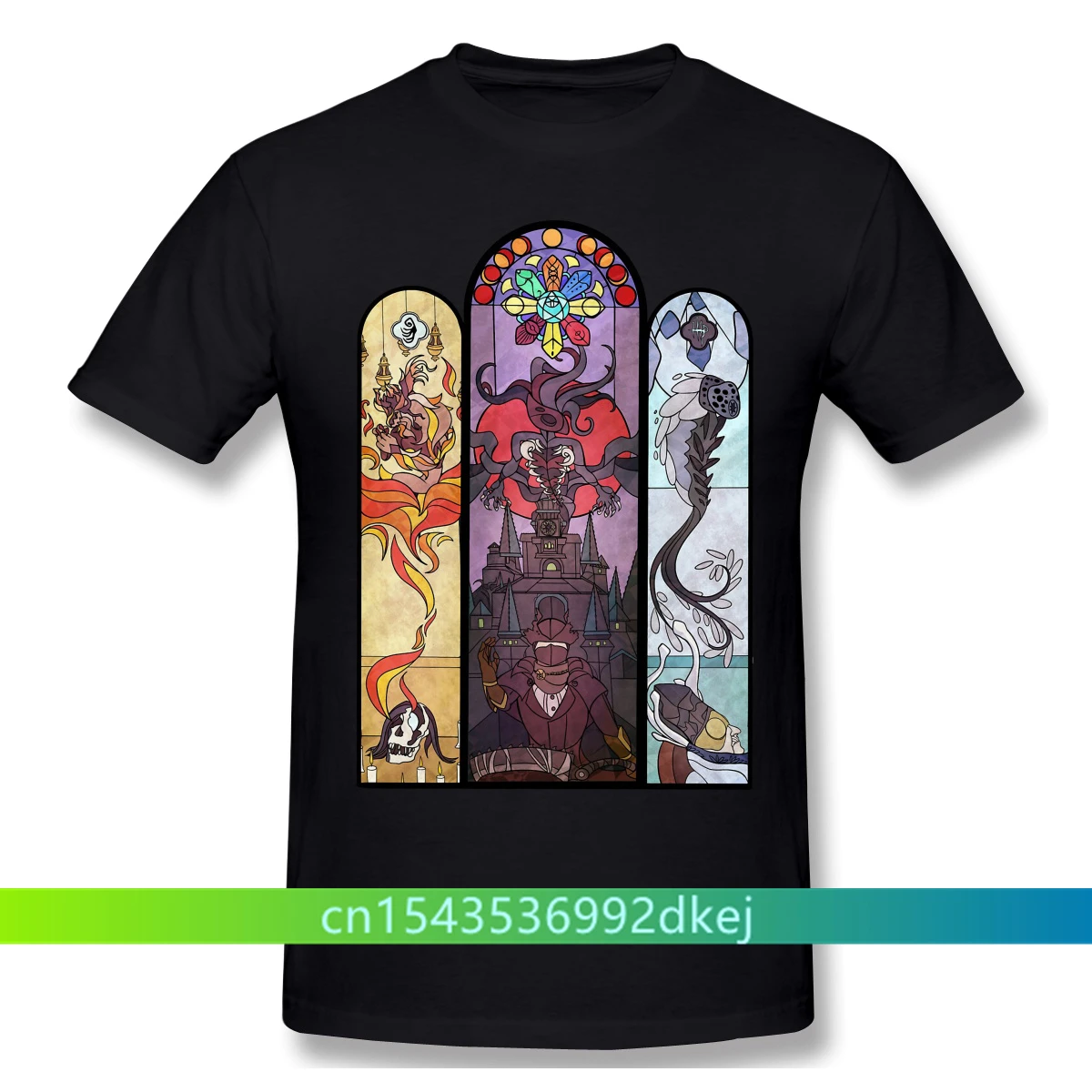 Мужская черная футболка Bloodborne Dark Souls Horrible Games Yharnam витражи из чистого хлопка