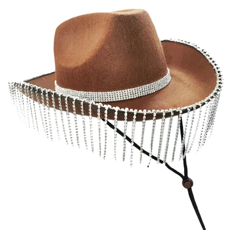 

Шляпа Cowgirl, ковбойские шляпы, женская шляпа с бахромой, подходит для большинства женщин и девушек, Прямая поставка