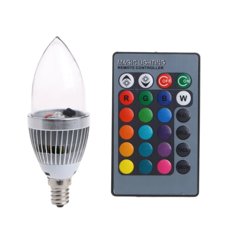 

E12 3W RGB LED 15 Colors Changing Candle Light Bulb for w/Remote Control