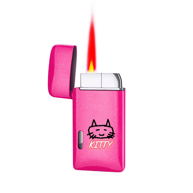

Cute Pink Cartoon KT Smoking Lighter Visble Window Windproof Butane Gas Red Flame Smoking Accessories for Weed Cute for Girls