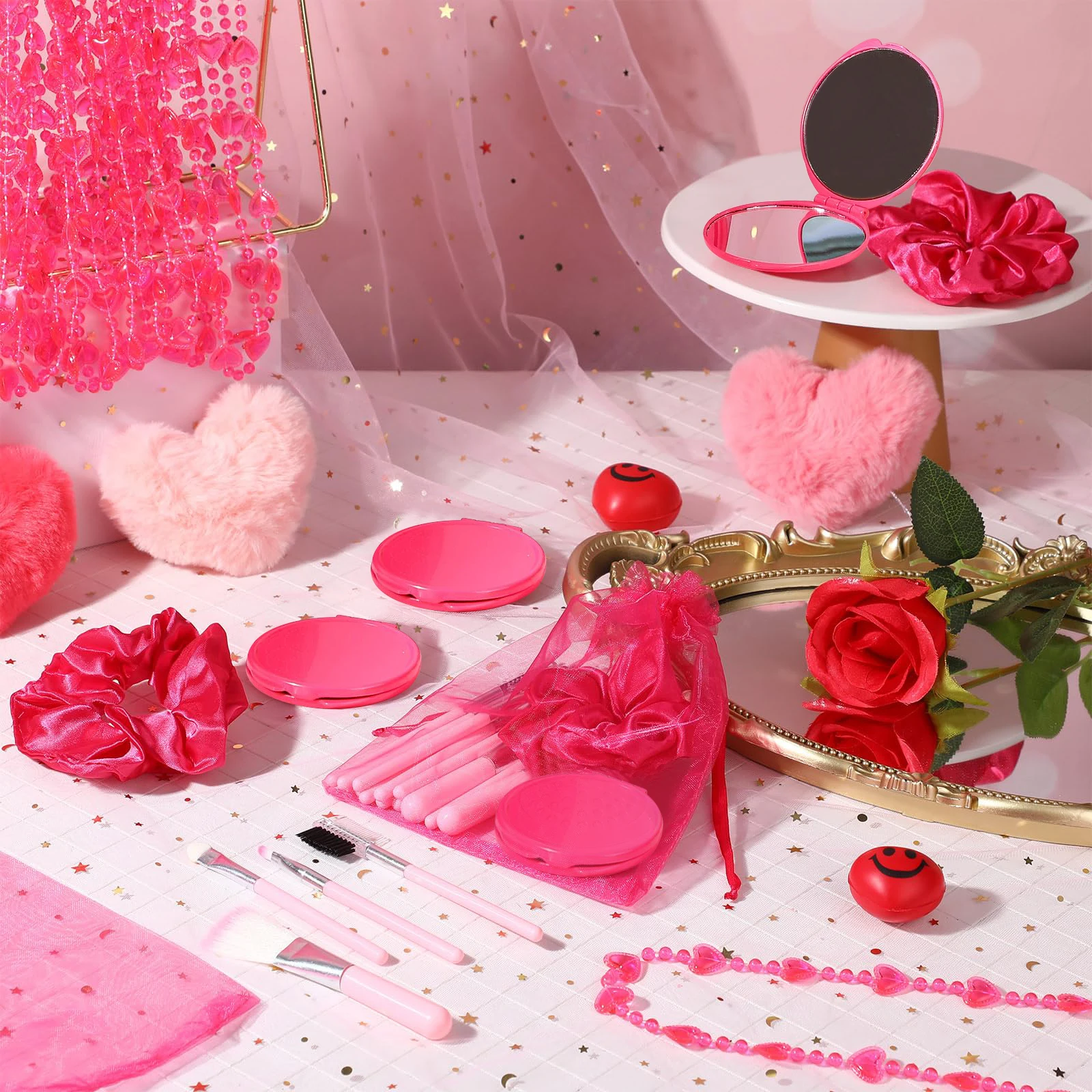 15 шт./набор женские розовые зеркальные сумки из органзы