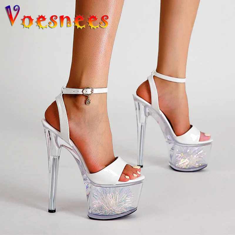 Женские сандалии для шоу и стриптиза летние модельные на тонком высоком каблуке