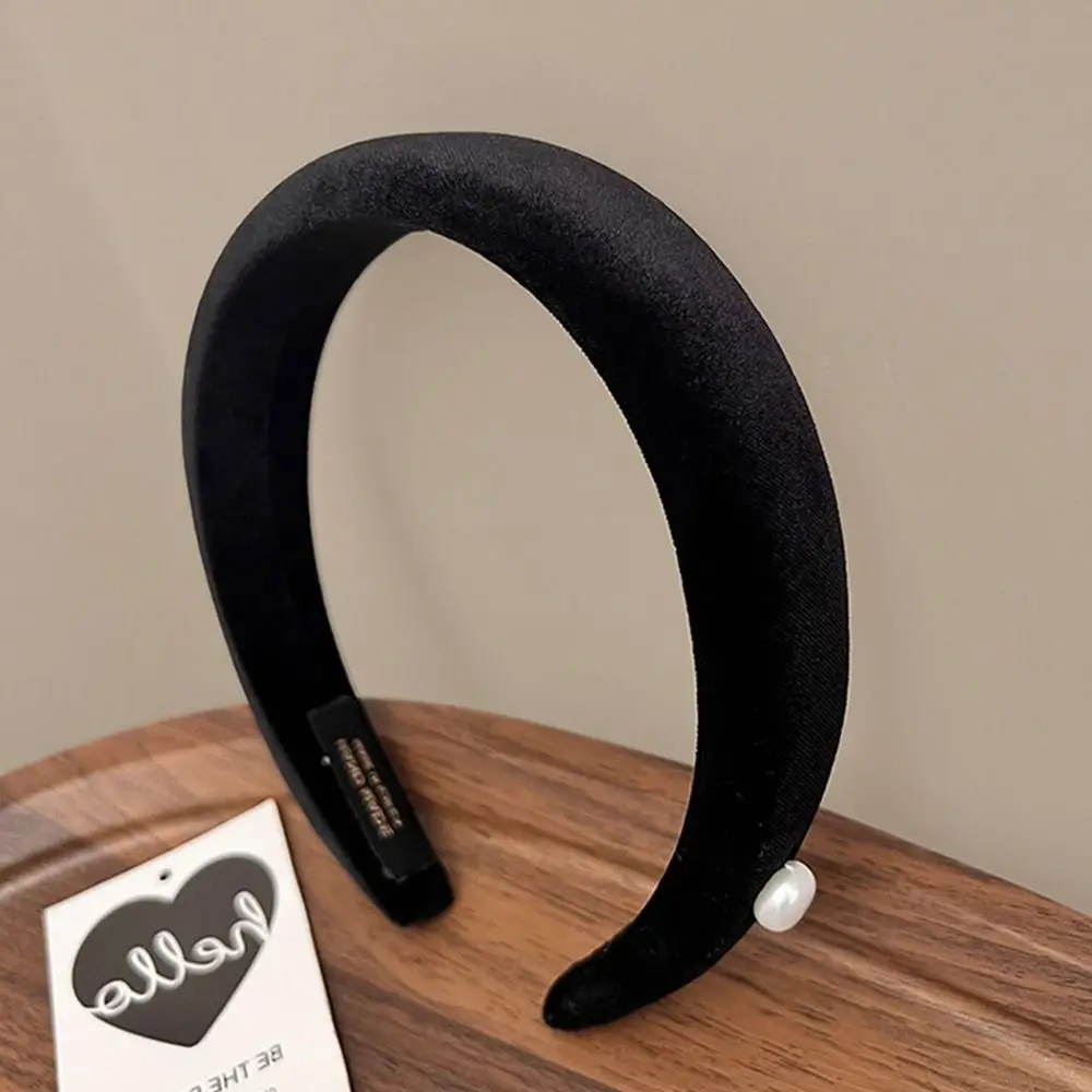 

Женский обруч для волос в стиле ретро, черный элегантный обруч для волос с жемчугом