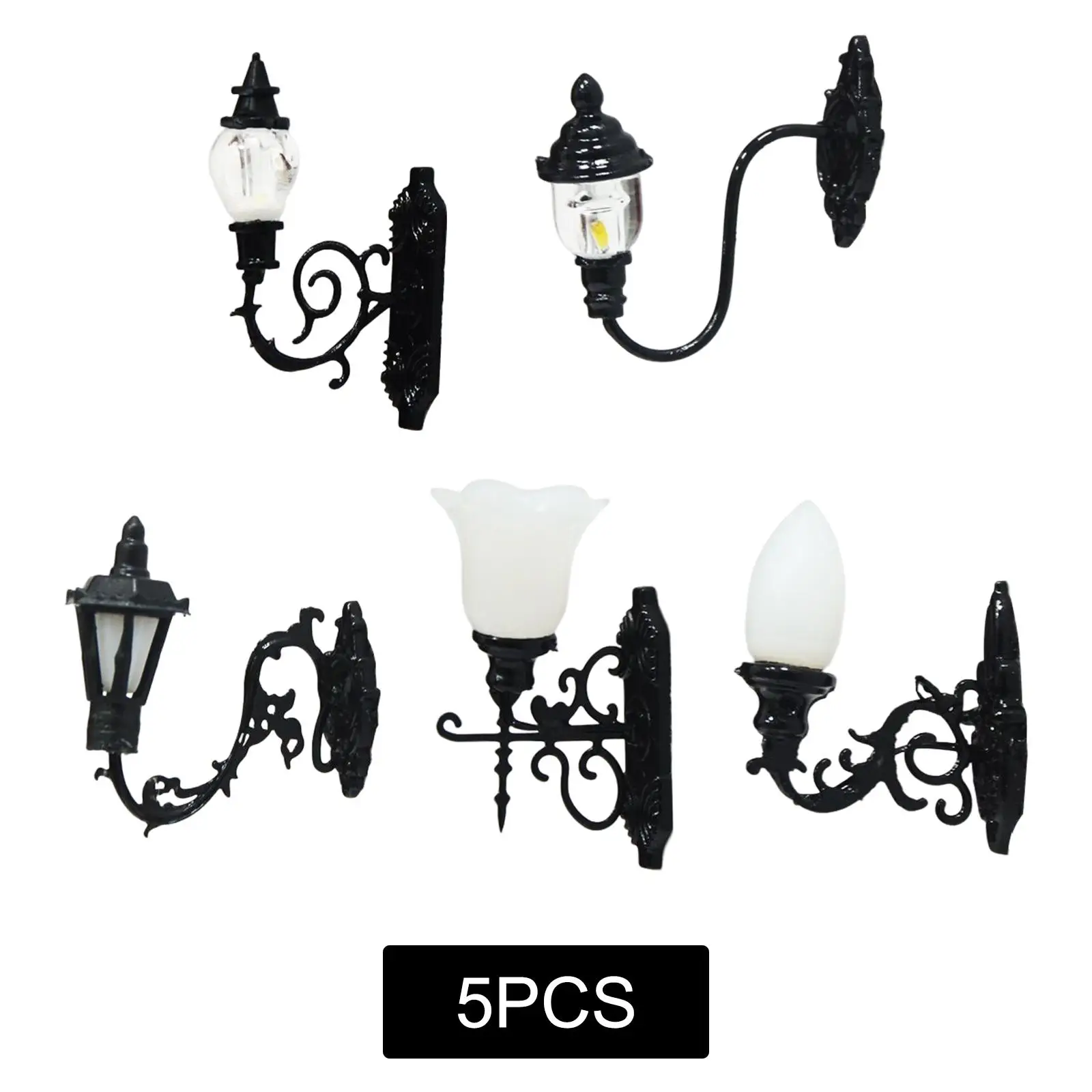 

Миниатюрный настенный светильник для кукольного домика, садовый уличный фонарь для украшения дорожек, 5 шт.