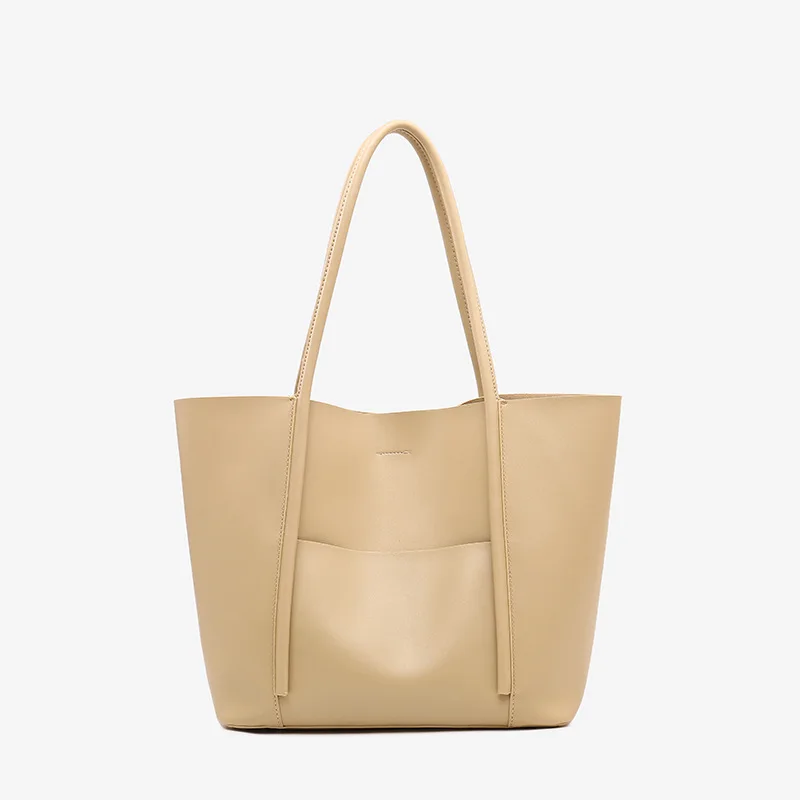

Vintage Soft Leather Large Capacity Tote Fashion Casual Women' s Shoulder Bag Office Handbags Autumn Brown Ladies Top-Handle Bag