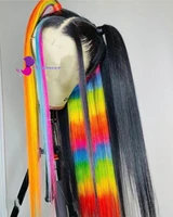 rainbow wig coloured wigs glueless wigs silk straight black wigs for women real hair wigs long wigs colorful wigs for women