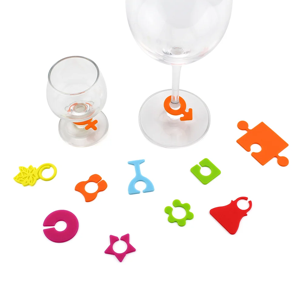 

24pcs Recognizer Tools for Cup Silicone Label Suction Cup Glasses Marker Recognizer Tools Cup Marker