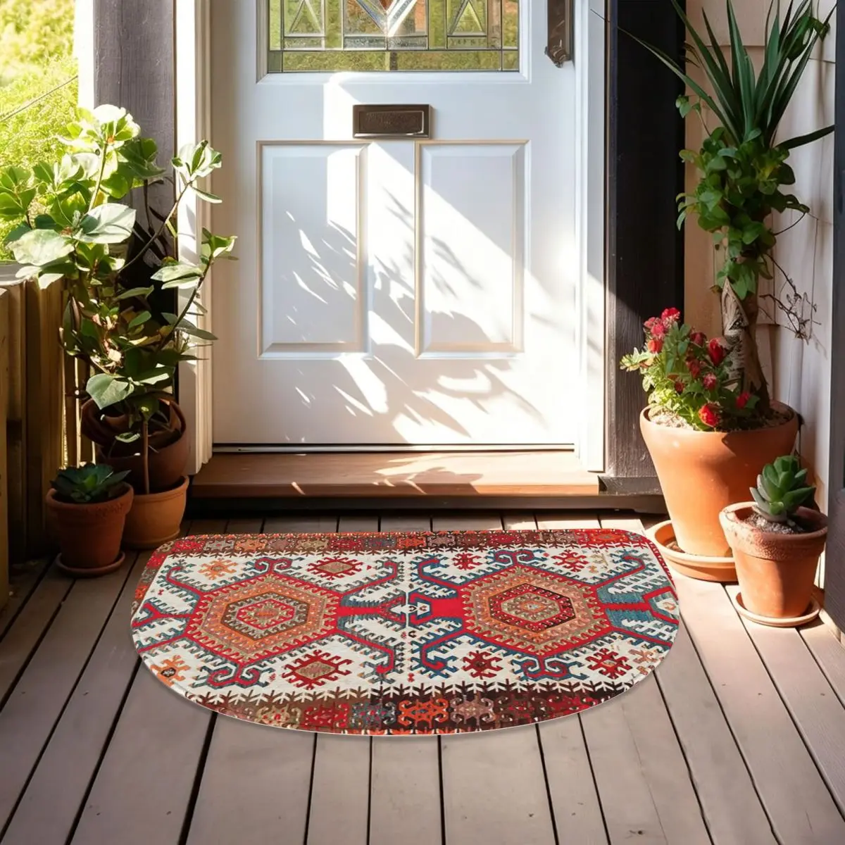 Коврик для ванной комнаты Hotamis Antique Turkish Konya Kilim Print из фланели, полукруглый, нескользящий, впитывающий, напольный коврик для ванной. (art.: 3920dcf950d6b) - 3920dcf950d6b