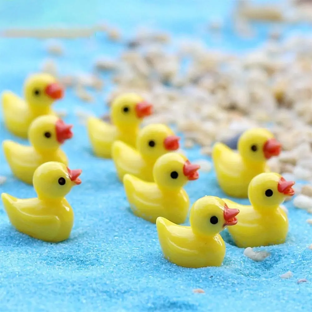 

50Pcs Mini Potted Decor Dollhouse Decoration Cute Resin Handicraft Duck Ornament Yellow Duck Farm Animals