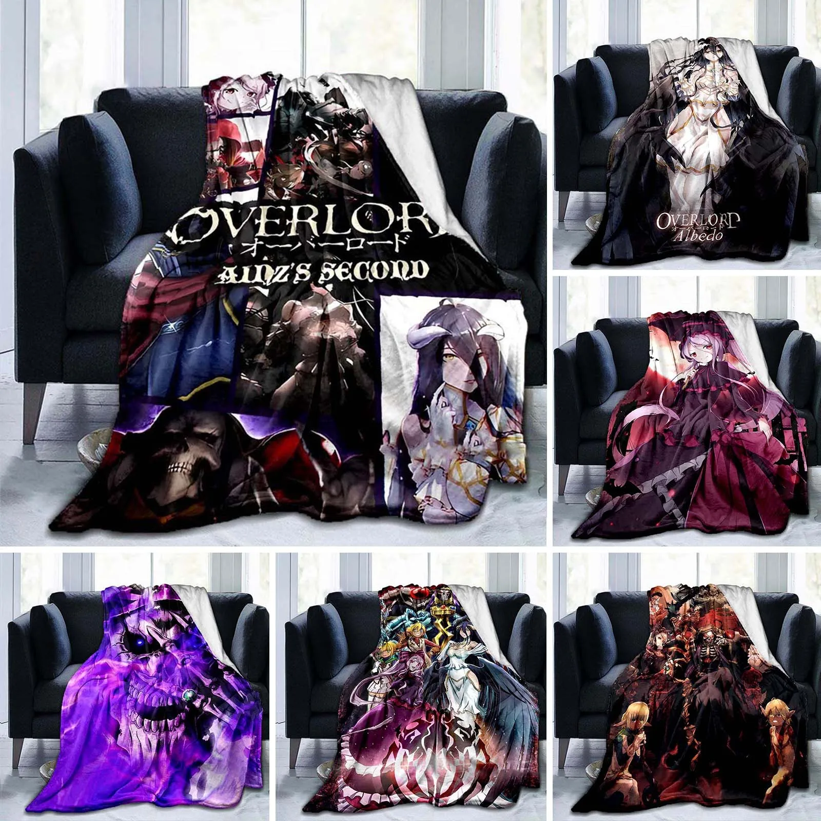 

Одеяло Overlord с 3D принтом, мягкое покрывало для дивана в стиле аниме, флисовый гобелен, легкий теплый плед для кровати, для спальни, дивана