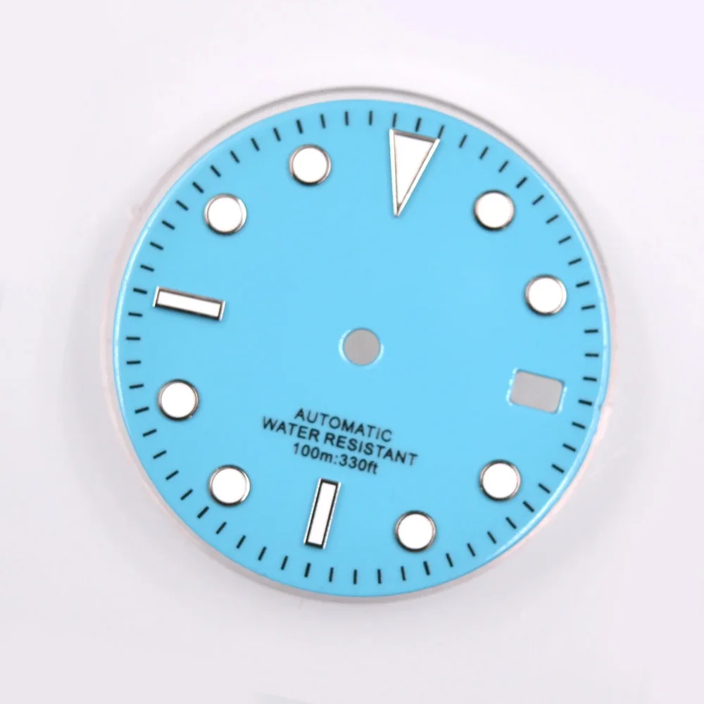 29 мм Светящийся синий циферблат подходит для Seiko NH35 NH35A механизм стерильный