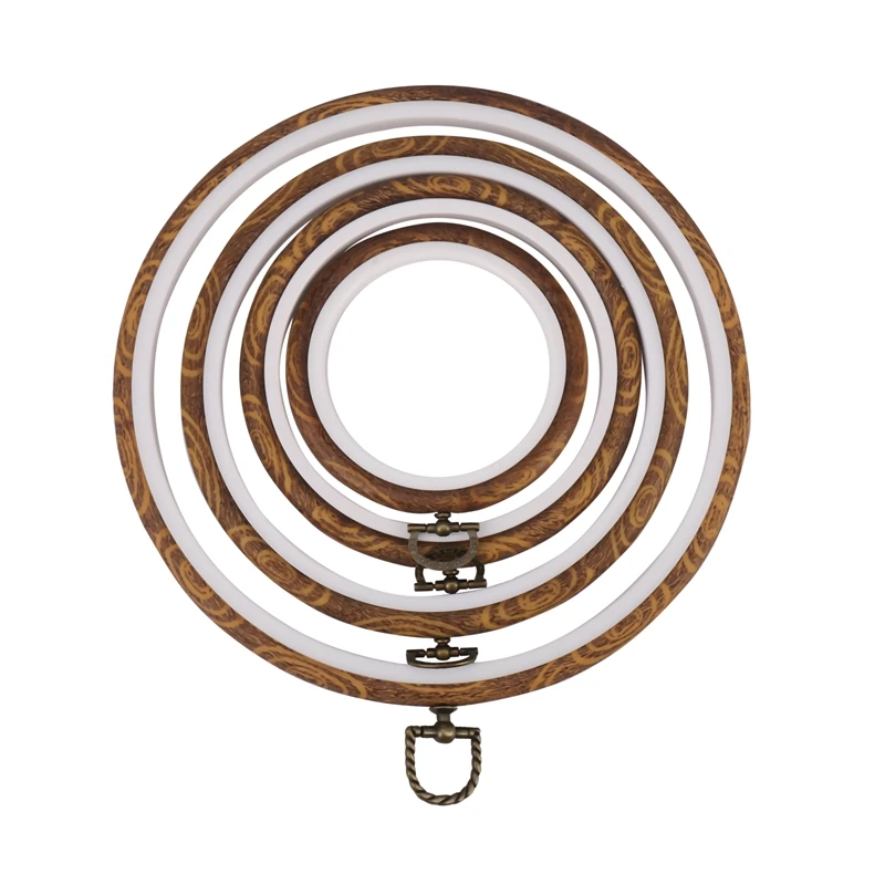 

4 Pieces Embroidery Hoop Cross Stitch Hoops Imitated Wood Embroidery Circle For Art Craft Handy Sewing And Hanging
