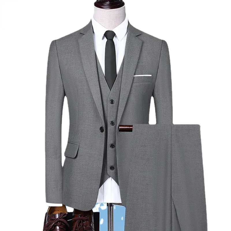 

(Jacket+Pants+Vest) New Wedding Suits for Men Best Man's 3 PCS Set Formal Suit for Business Meetings Custom Made Black Suits