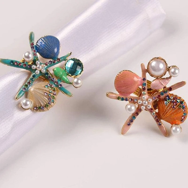 5 шт. кольца для салфеток в виде морской звезды жемчужные стразы океанские