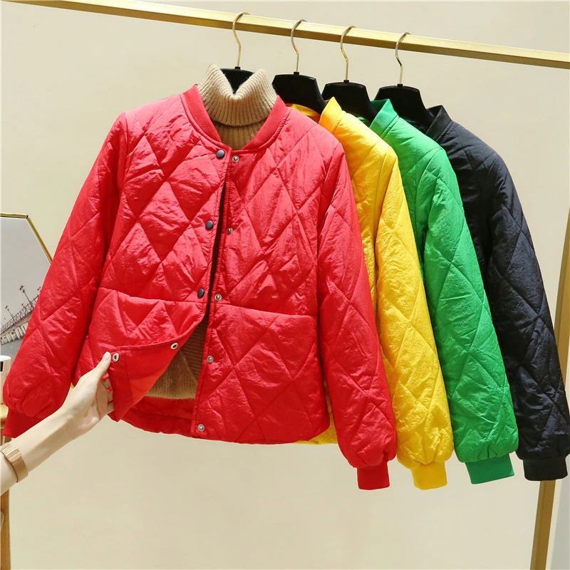 Women Thin Light Down Cotton Parkas Fashion Ultralight Autumn Winter Classic Lapel Quilted Jacket Streetwear Casual Buttons Coat