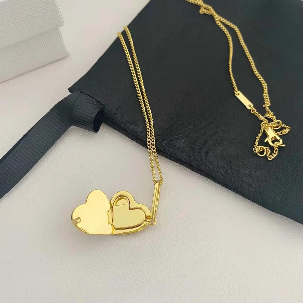 

Fashion Detachable Heart Pendant Necklace Gold Color Clavicle Link Chain For Women Minimalist Versatile 2022