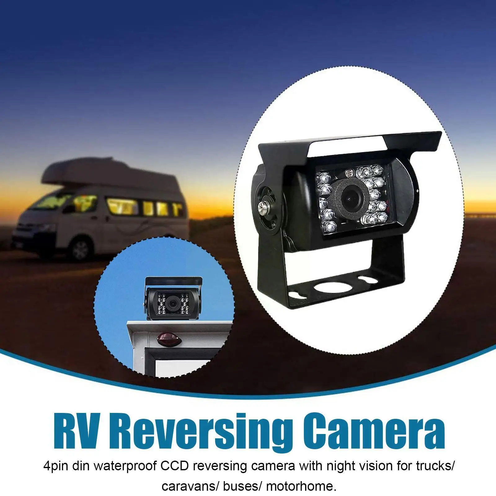 Камера заднего вида с ночным видением на 12-24V и 4 контактами для автомобиля, автобуса, грузовика, каравана и дома на колесах.